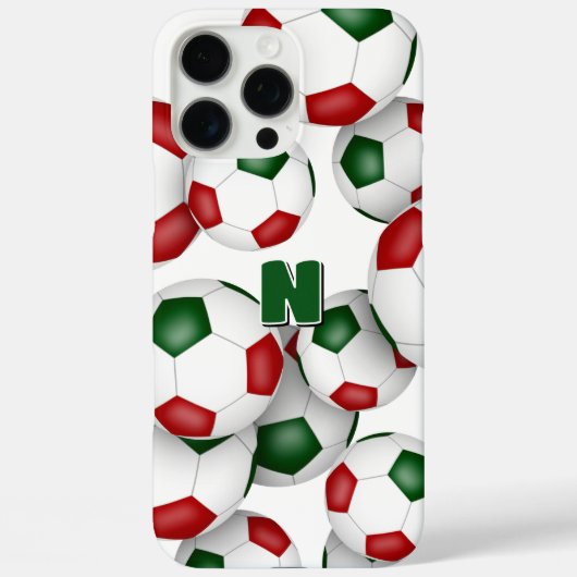 bos van roodgroene voetballen met monogram Case-Mate iPhone case (Achterkant)