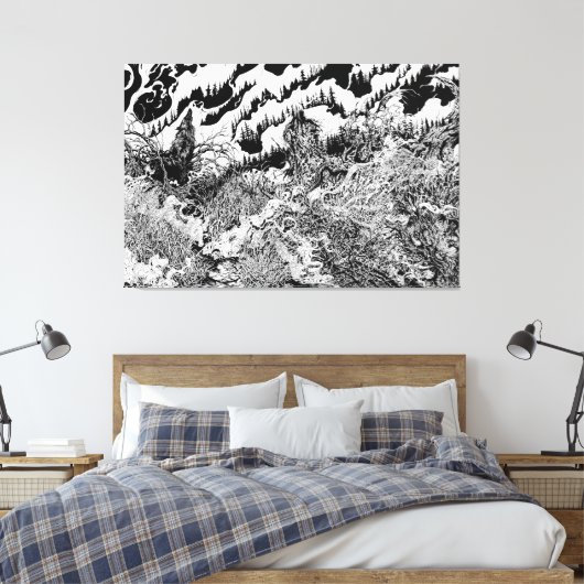 Bos van Schaduwen Vlies Canvas Afdruk (Insitu (Slaapkamer))