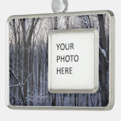 Bos van Snowy Trees Verzilverd Omlijst Ornament (Links)