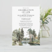 Bos Vijver Feest Van Leven Uitvaart Kaart (Staand voorkant)