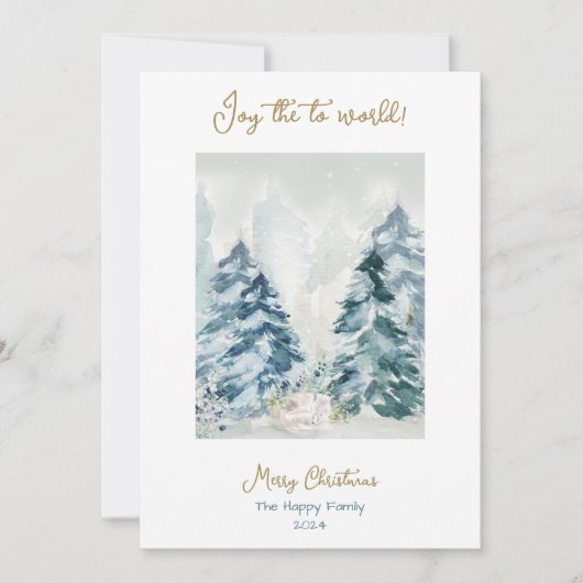 Bos Vrolijk Kerstfeest Waterverf Vakantie Kaart (Voorkant)