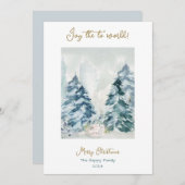 Bos Vrolijk Kerstfeest Waterverf Vakantie Kaart (Voorkant / Achterkant)