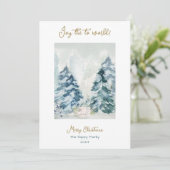 Bos Vrolijk Kerstfeest Waterverf Vakantie Kaart (Staand voorkant)