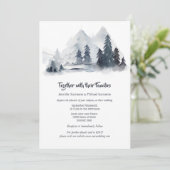 Bos waterverf bergsparren donkerblauw kaart (Staand voorkant)