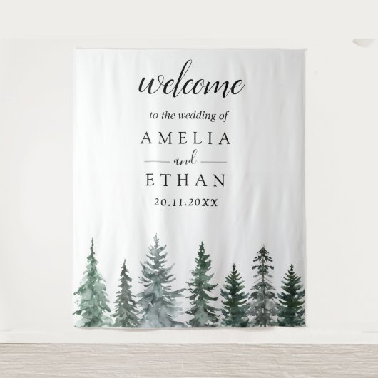 Bos Waterverf Bruiloft Wandkleed (Voorkant)