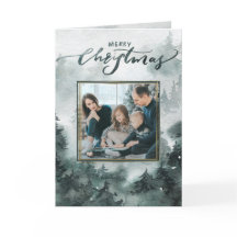 bos | Waterverf Foto Kerst Kaart