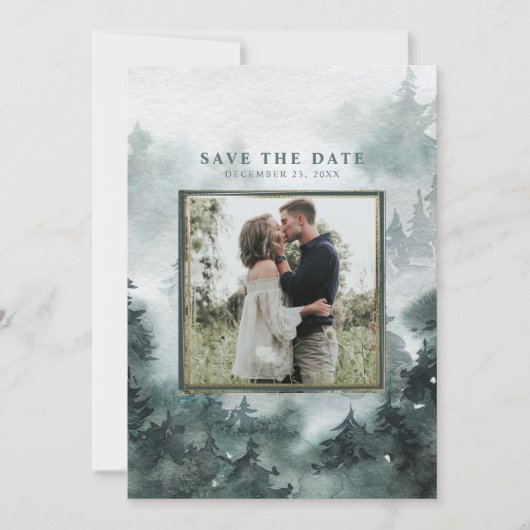 bos | Waterverf Foto Save The Date (Voorkant)