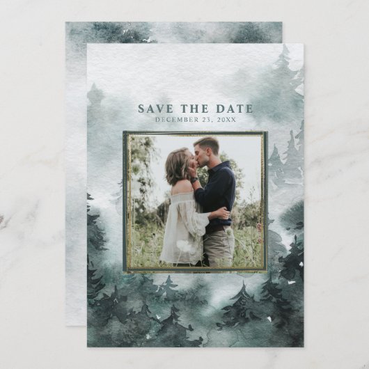 bos | Waterverf Foto Save The Date (Voorkant / Achterkant)