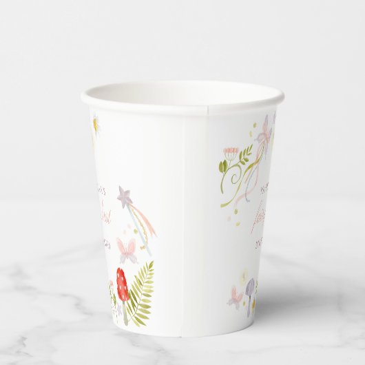 Bos Waterverf Groene Fee Eerste Verjaardag Papieren Bekers (Rechts)