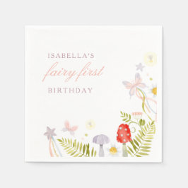 Bos Waterverf Groene Fee Eerste Verjaardag Servet
