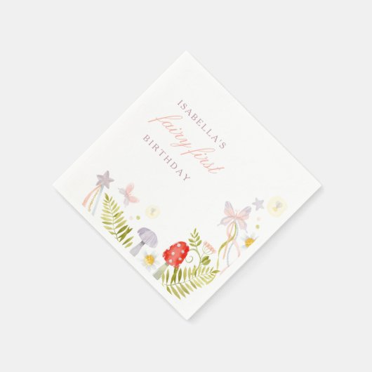 Bos Waterverf Groene Fee Eerste Verjaardag Servet (Hoek)