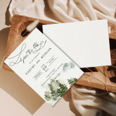 Bos Waterverf Illustratie Bruiloft Uitnodiging