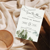 Bos Waterverf Illustratie Bruiloft Uitnodiging