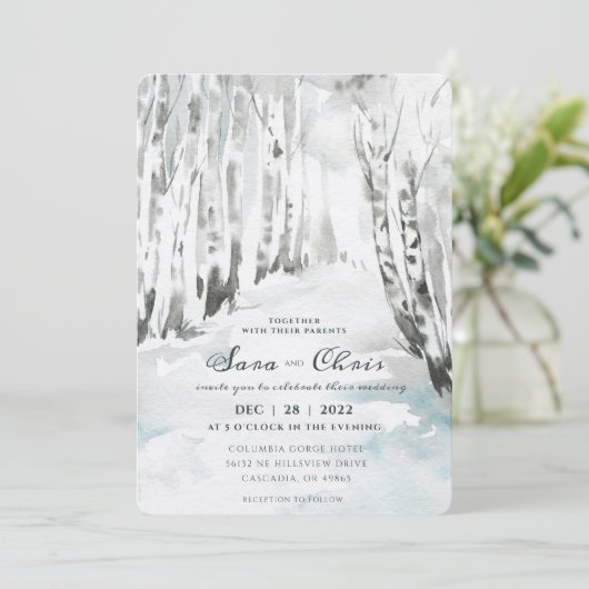 bos | Waterverf van het berkenbos Kaart (Staand voorkant)