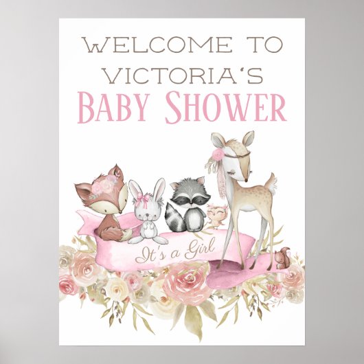 Bos Welkom Bord voor Baby Shower Poster (Voorkant)