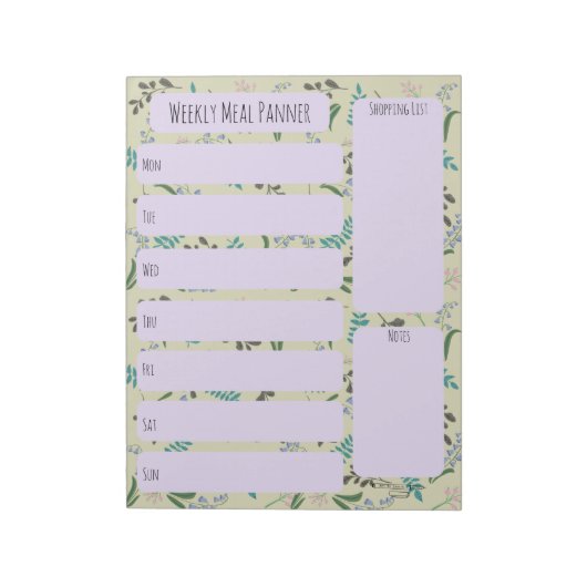Bos wilde bloem weekmenu planner notitieblok (Linkerzijde)