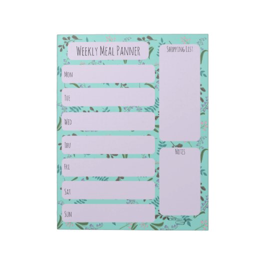 Bos wilde bloem weekmenu planner notitieblok (Linkerzijde)