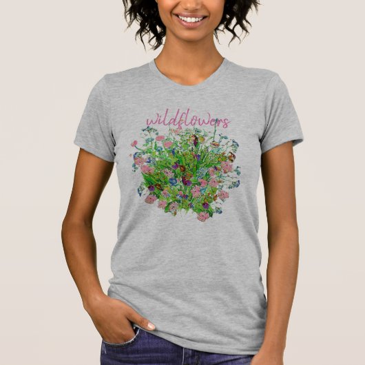Bos wilde bloemen grijs shirt  (Voorkant)