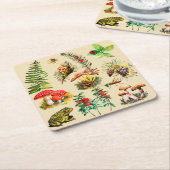 Bos, wilde paddenstoelen kartonnen onderzetters (Schuin)