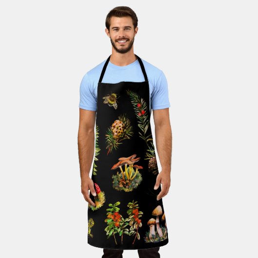 Bos, wilde paddenstoelen schort (Gedragen)