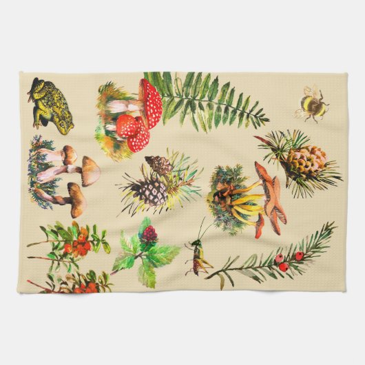 Bos, wilde paddenstoelen theedoek (Horizontaal)