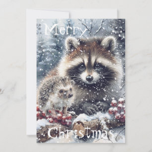 Bos Winter Egel Wasbeer Kerstmis Feestdagenkaart