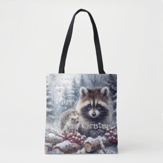 Bos Winter Egel Wasbeer Kerstmis Tote Bag (Voorkant)