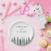 Bos Winter Waterverf Bruiloft Papieren Bordje (Feest)