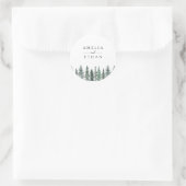 Bos Winter Waterverf Bruiloft Ronde Sticker (Tas)