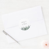 Bos Winter Waterverf Bruiloft Ronde Sticker (Envelop)