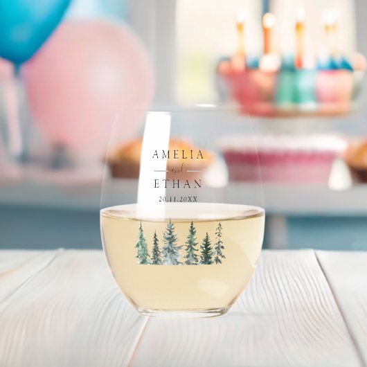 Bos Winterse Waterverf Bruiloft Wijnglas Zonder Voet (Insitu (Baby Shower))