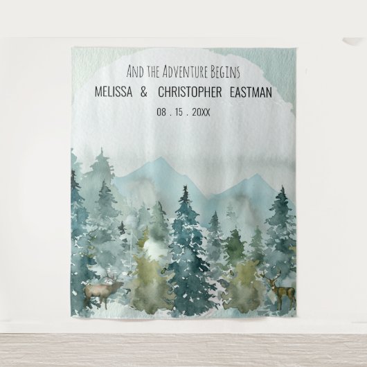 Bos Wonder Huwelijk Achtergrond Foto Booth Wandkleed (Voorkant)