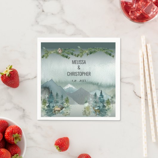 Bos Wonder Rustiek Gepersonaliseerd Bruiloft Serve Servet (Insitu)