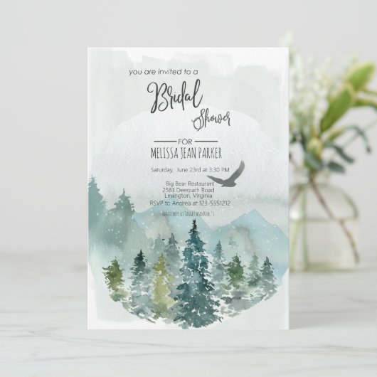 Bos Wonder Rustieke Pine Bruids Douche Uitnodiging (Staand voorkant)