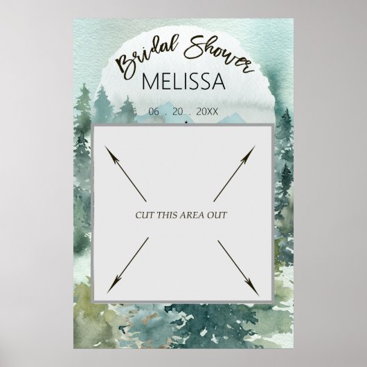 Bos Wonderlijke Rustieke Bruidsdouche Fotocabine Poster (Voorkant)