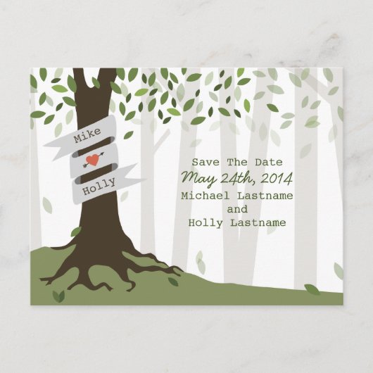 Bos / Woodland bruiloft Save the Date Briefkaart (Voorkant)