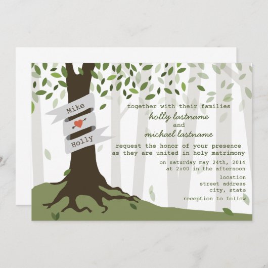 Bos / Woodland bruiloft uitnodiging (Voorkant / Achterkant)