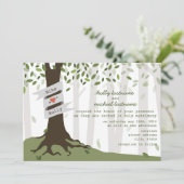 Bos / Woodland bruiloft uitnodiging (Staand voorkant)
