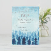 Bos, Woud, Grove Blauwe RSVP Kaart (Staand voorkant)