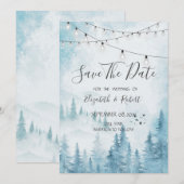 Bos, Woud, Grove, Dennenbomen Lichtjes Save The D Date (Voorkant / Achterkant)