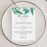 Bos zomergroen. Florale botanische bruiloft Menu<br><div class="desc">Waterverf floraal botanisch menu voor bos zomergroen bruiloft. Geschikt voor Verjaardag / Jubileum / Repeteerdiner / Vrijgezellenfeest / vrijgezellenfeest.</div>