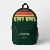 Bos Zonsondergang Camping Trip Groen  Bedrukte Rugzak (Voorkant)