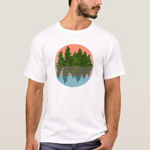 Bos Zonsondergang Natuur Dennenbomen T-shirt