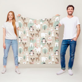 Bosachtige Fantasievolle Bosdieren Winter Fleece Deken