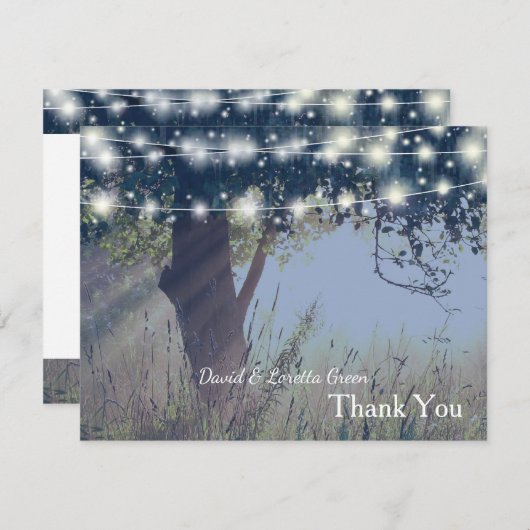 Bosachtige schemerfeeënlichtjes Dank je wel Bedankkaart (Voorkant / Achterkant)