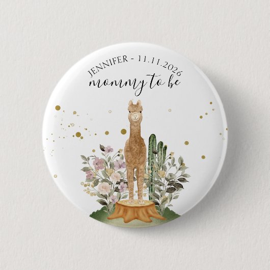 Bosalpaca mama in wording ronde button 5,7 cm (Voorkant)