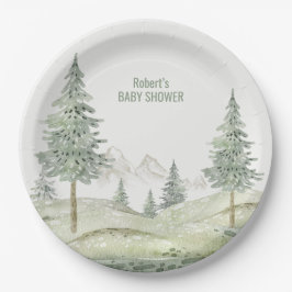 Bosavontuur begint met baby shower kaart papieren bordje