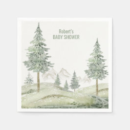 Bosavontuur begint met baby shower kaart servet