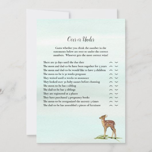 Bosavontuur onder Baby shower van Deers Kaart (Voorkant)