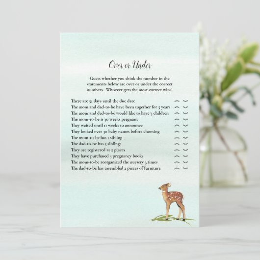 Bosavontuur onder Baby shower van Deers Kaart (Staand voorkant)